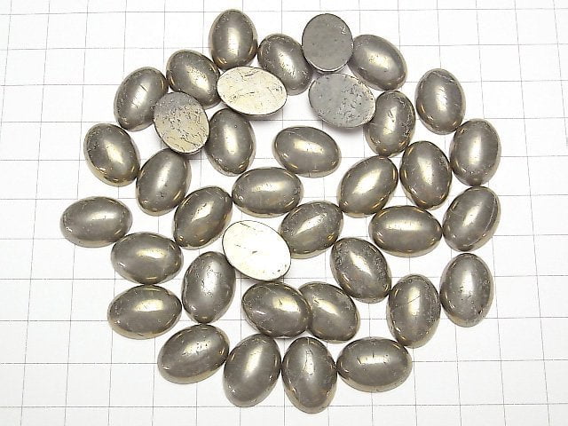 [Video] Pyrite Oval Cabochon 18x13mm 2pcs