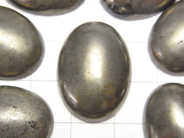 [Video] Pyrite Oval Cabochon 25x18mm 2pcs