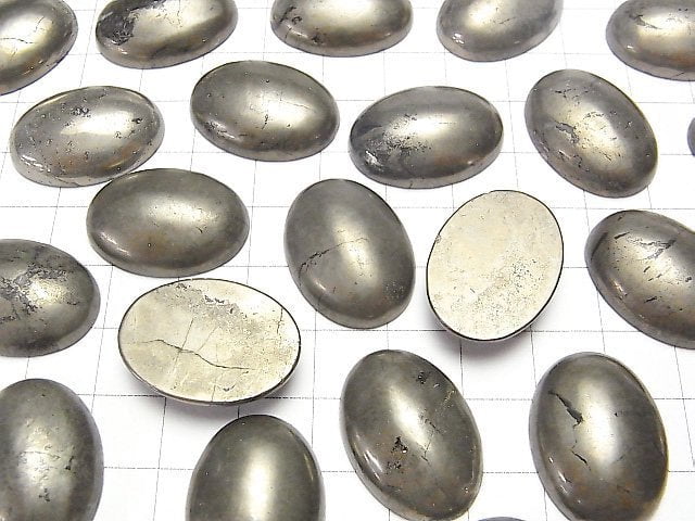 [Video] Pyrite Oval Cabochon 25x18mm 2pcs