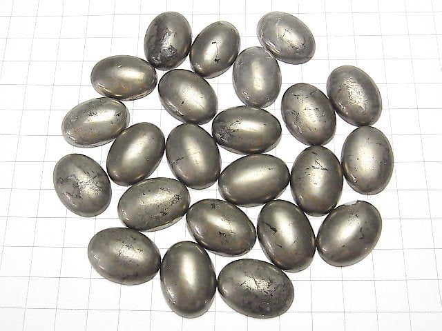 [Video] Pyrite Oval Cabochon 25x18mm 2pcs