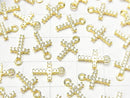 Silver925 Cross 12x7x2mm charm (with CZ) [18KGP] 1pc
