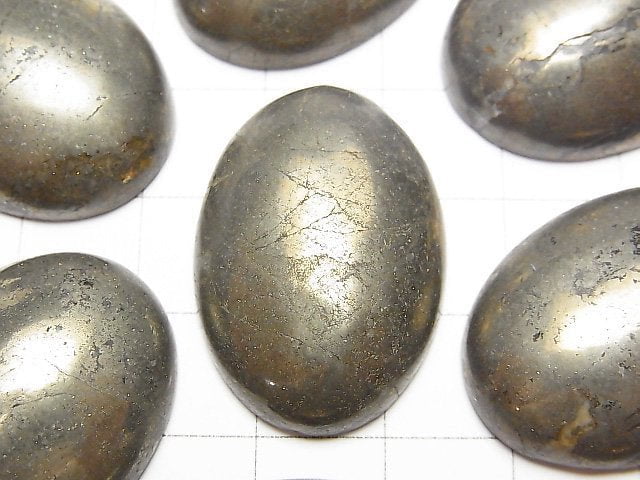 [Video] Pyrite Oval Cabochon 30x22mm 1pc