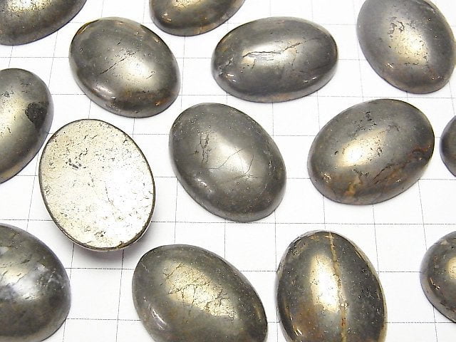 [Video] Pyrite Oval Cabochon 30x22mm 1pc