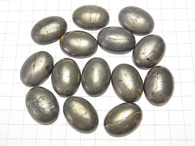 [Video] Pyrite Oval Cabochon 30x22mm 1pc