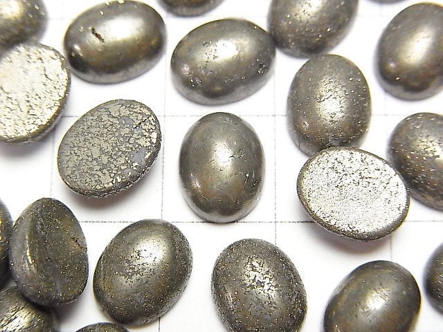 [Video] Pyrite Oval Cabochon 10x8mm 5pcs