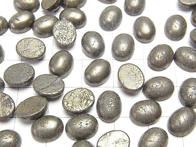 [Video] Pyrite Oval Cabochon 10x8mm 5pcs