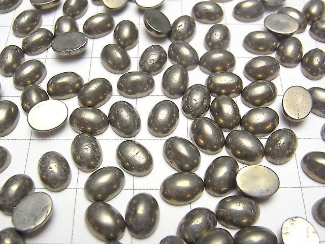 [Video] Pyrite Oval Cabochon 8x6mm 5pcs