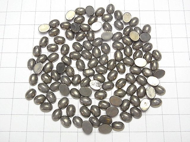 [Video] Pyrite Oval Cabochon 8x6mm 5pcs