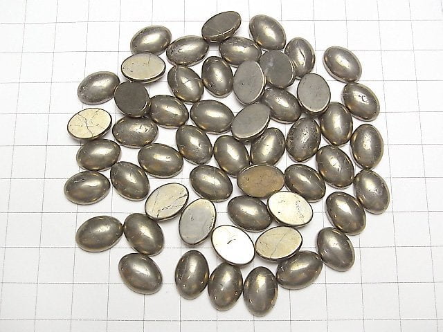 [Video] Pyrite Oval Cabochon 14x10mm 3pcs