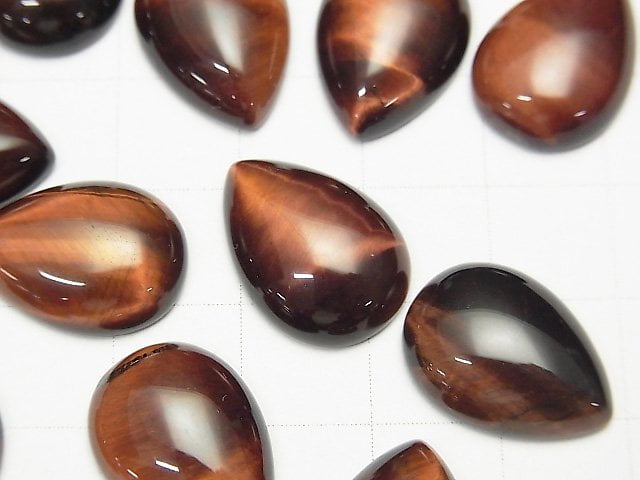 [Video] Red Tiger's Eye AA ++ Pear shape Cabochon 18x13mm 3pcs $4.79!