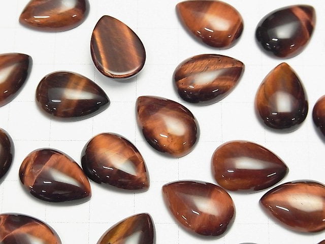 [Video] Red Tiger's Eye AA ++ Pear shape Cabochon 18x13mm 3pcs $4.79!