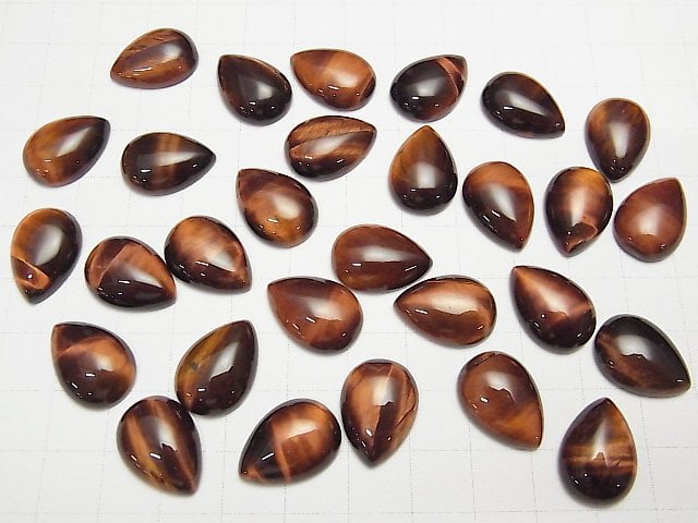 [Video] Red Tiger's Eye AA ++ Pear shape Cabochon 18x13mm 3pcs $4.79!