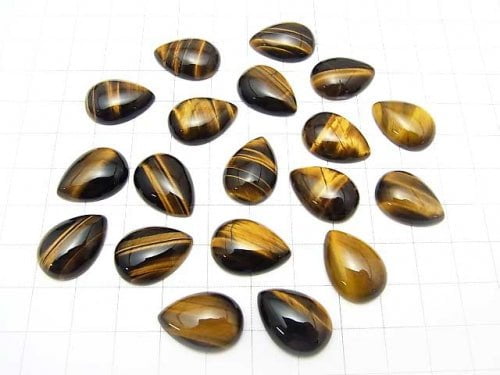 Yellow Tiger's Eye AA++ Pear shape Cabochon 18x13mm 3pcs