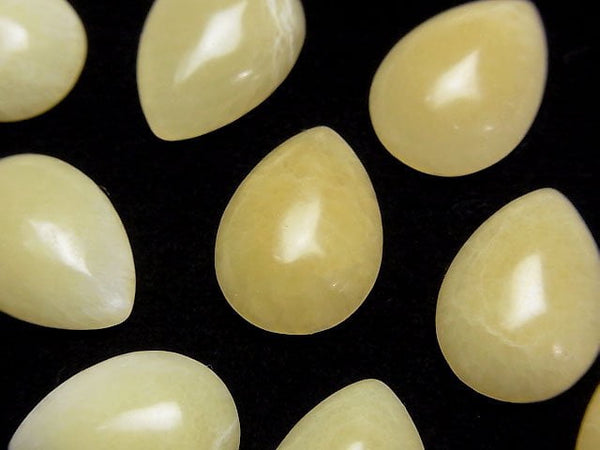 Yellow Calcite Pear shape Cabochon 18x13mm 3pcs