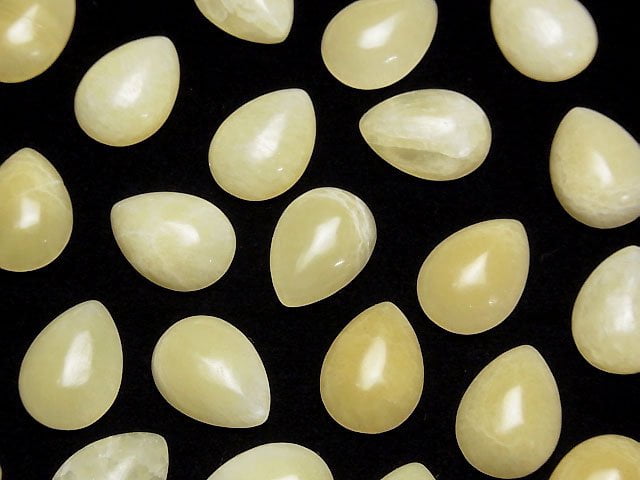 Yellow Calcite Pear shape Cabochon 18x13mm 3pcs