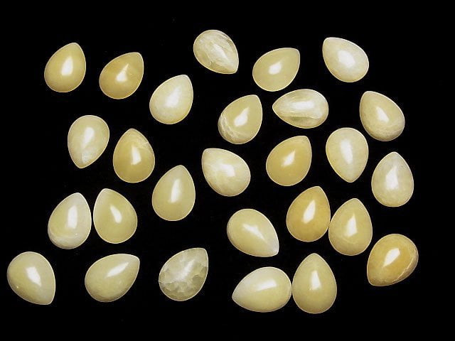 Yellow Calcite Pear shape Cabochon 18x13mm 3pcs