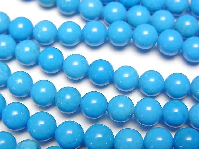 [Video] Magnesite Turquoise Round 6mm Blue Color 1strand beads (aprx.15inch / 38cm)