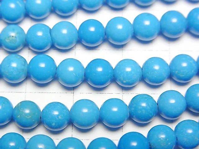 [Video] Magnesite Turquoise Round 6mm Blue Color 1strand beads (aprx.15inch / 38cm)