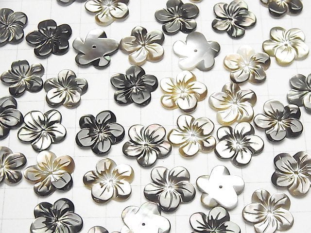 [Video] High Quality Black Shell (Black-lip Oyster) AAA Flower 14mm Center Hole 4pcs