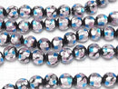 Lampwork Beads Round 12mm [Pink x Light Blue] 1/4 or 1strand beads (aprx.13inch/32cm)
