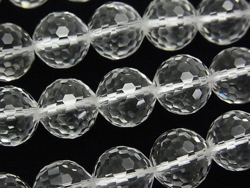 Crystal Quartz, Faceted Round Gemstone Beads