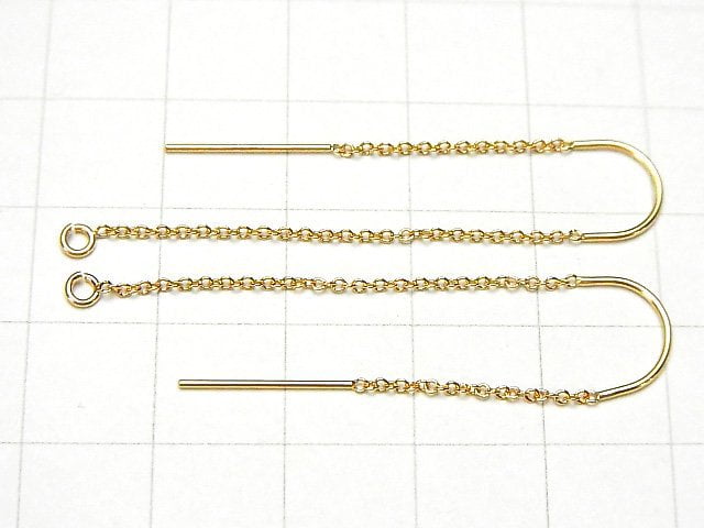 14KGF American Threader Earrings Cable U-shaped Post Cable Chain 1pair