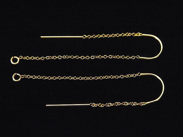 14KGF American Threader Earrings Cable U-shaped Post Azuki 1pair