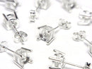 [Video] 4-Piece Silver925 Claw Earstuds for Earring Frames and Backs, Round Faceted, [4mm][6mm][8mm], No Coating, 1 Pair (2 Pieces)
