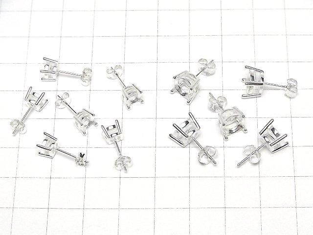 [Video]Silver925 4pcs Claw Earstuds Earrings Frame & Backing for Round Faceted [4mm][6mm][8mm] No coating 1pair (2 pieces)