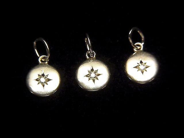 [Video][Japan][K10 Yellow Gold] Diamond Coin Charm 6.9x5.5x0.9mm 1pc