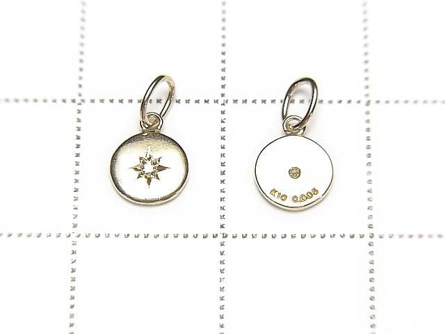 [Video][Japan][K10 Yellow Gold] Diamond Coin Charm 6.9x5.5x0.9mm 1pc