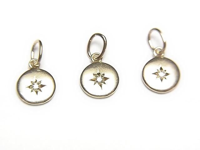 [Video][Japan][K10 Yellow Gold] Diamond Coin Charm 6.9x5.5x0.9mm 1pc