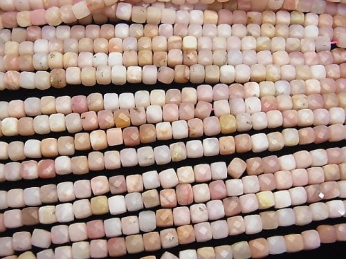 High Quality! Pink Opal AA ++ Cube Shape 4x4x4mm half or 1strand beads (aprx.15inch / 38cm)