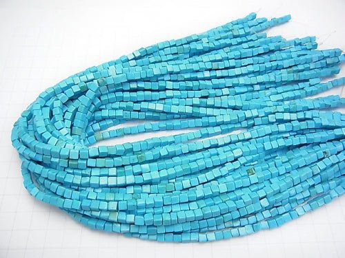 [Video] Magnesite Turquoise  Cube 4x4x4mm 1strand beads (aprx.15inch/38cm)