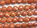 High Quality! Red Jasper Faceted Coin 6x6x4.5mm 1strand beads (aprx.15inch / 37cm)