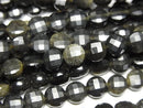 [Video] High Quality! Golden Obsidian Faceted Coin 6.5x6.5x4mm 1strand beads (approx. 15 inches/38 cm)