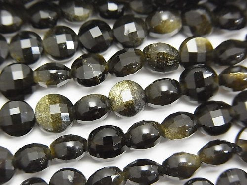 Coin, Obsidian Gemstone Beads