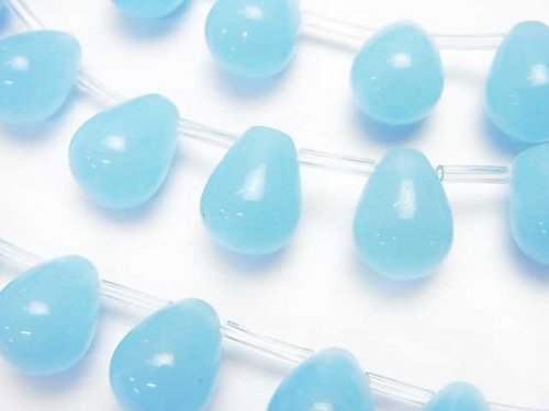 Light Blue Jade Drop 12x9x9mm half or 1strand beads (aprx.15inch/38cm)