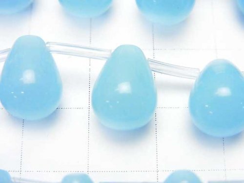 Light Blue Jade Drop 12x9x9mm half or 1strand beads (aprx.15inch/38cm)