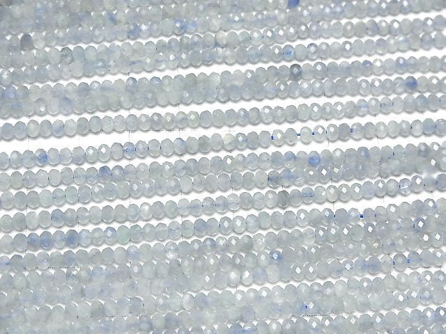 [Video]High Quality!  1strand $8.79! Aquamarine AA Faceted Button Rondelle 3x3x2mm 1strand beads (aprx.15inch/38cm)