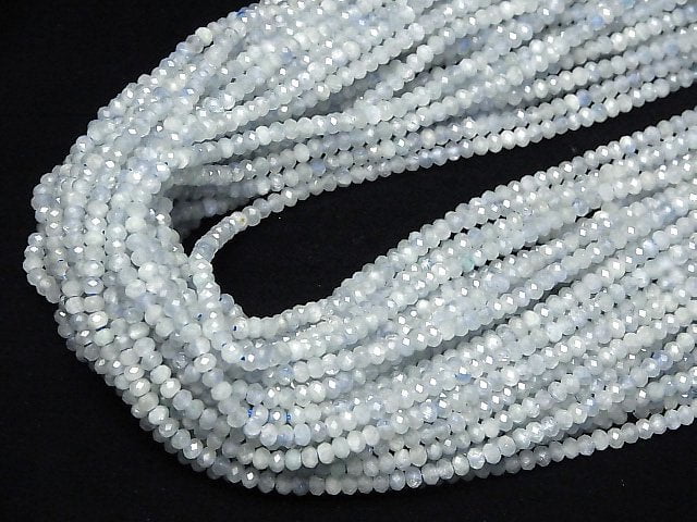 [Video]High Quality!  1strand $8.79! Aquamarine AA Faceted Button Roundel 3x3x2mm 1strand beads (aprx.15inch/38cm)