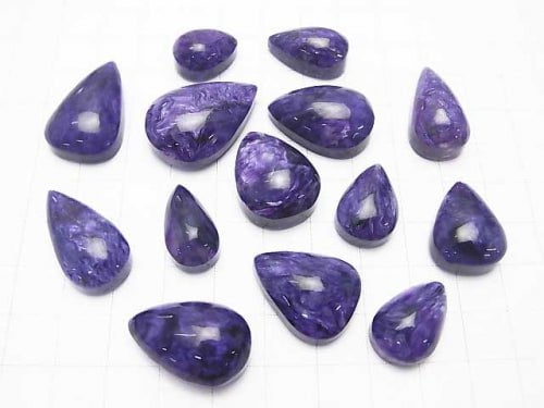 [Video] High Quality Charoite AAA Pear shape Cabochon Size Mix 3pcs