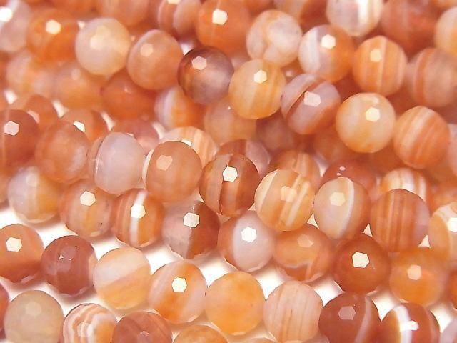 [Video]High Quality! Carnelian ,Sardonyx AAA- 128Faceted Round 6mm 1strand beads (aprx.15inch/37cm)