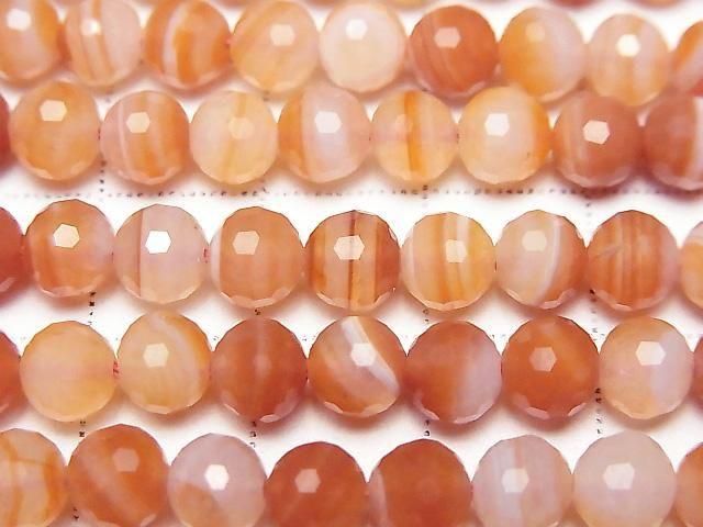 [Video]High Quality! Carnelian ,Sardonyx AAA- 128Faceted Round 6mm 1strand beads (aprx.15inch/37cm)