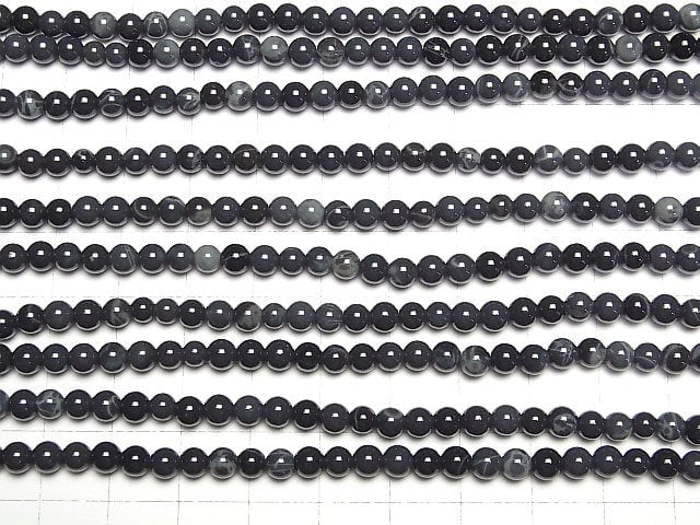 [Video] Spider Web Obsidian Round 4mm 1strand beads (aprx.15inch/38cm)