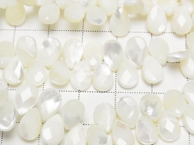 [Video] Mother of Pearl MOP White Faceted Pear Shape 9x6x3mm 1/4 or 1strand beads (approx. 15 inches/38 cm)