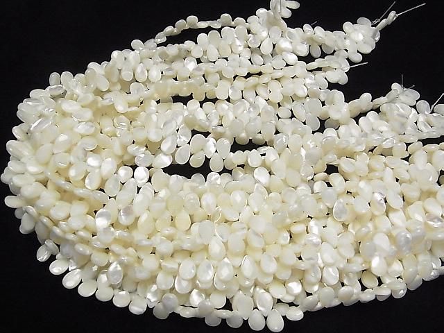 [Video] Mother of Pearl MOP White Faceted Pear Shape 9x6x3mm 1/4 or 1strand beads (approx. 15 inches/38 cm)