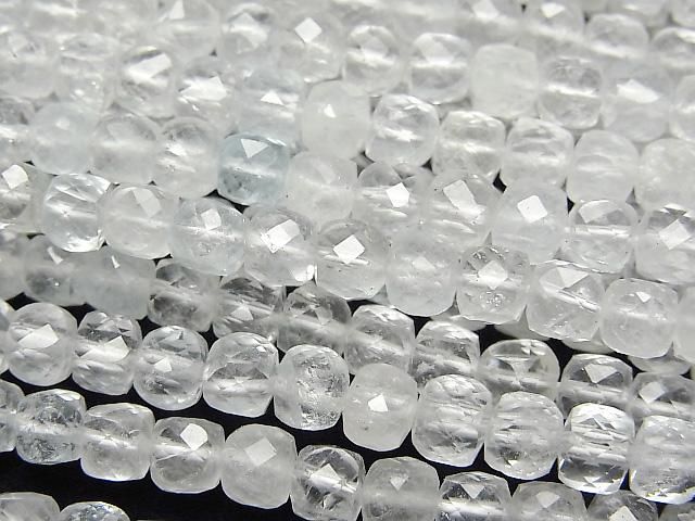 [Video] High Quality! Natural White Topaz AA++ Cube Shape 4x4x4mm half or 1-strand beads (approx. 15inch/37cm)