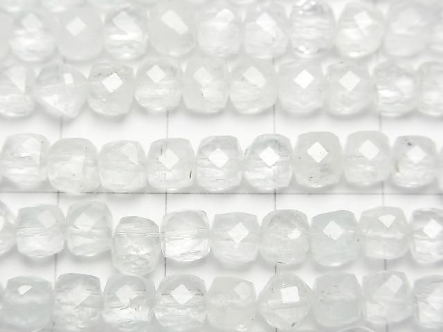 [Video] High Quality! Natural White Topaz AA++ Cube Shape 4x4x4mm half or 1-strand beads (approx. 15inch/37cm)