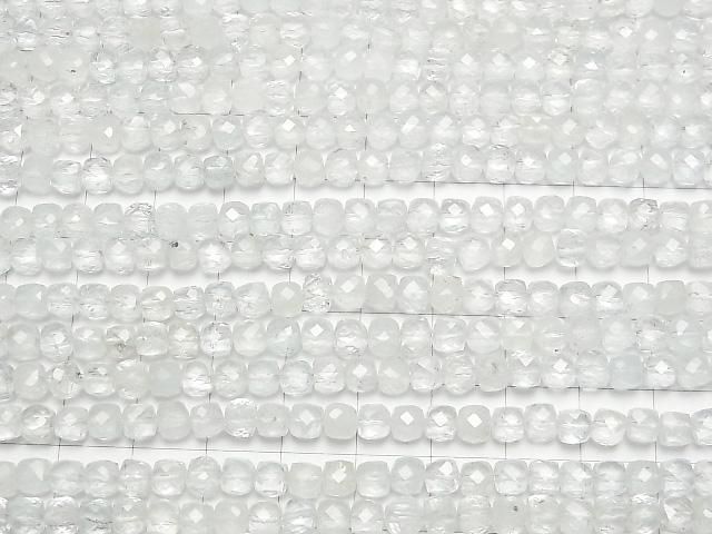 [Video] High Quality! Natural White Topaz AA++ Cube Shape 4x4x4mm half or 1-strand beads (approx. 15inch/37cm)
